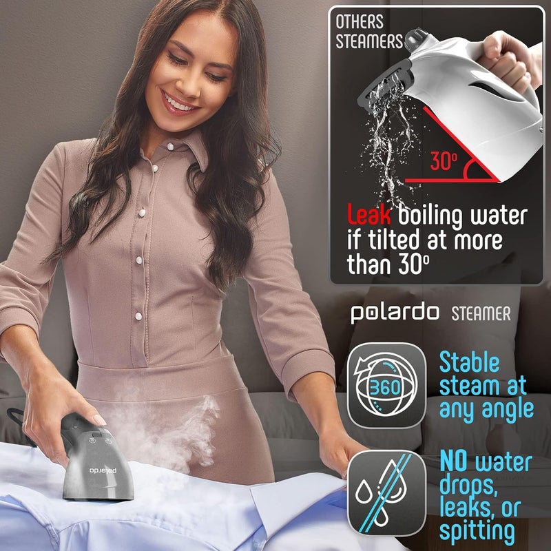 Polardo Best Steamer for Clothes, Hand Held Portable Travel Garment Steamer, Metal Steam Head, 25s Heat Up, Pump System, Mini Size, Handheld Steamer for Any Fabrics, No Water Spitting (120, Volts) - Image 5