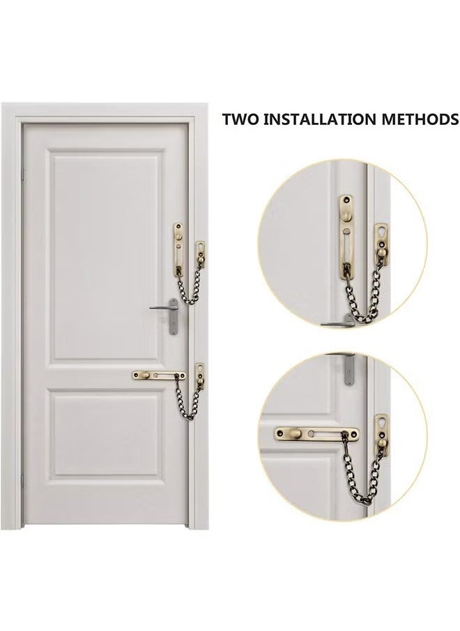 Arabest Stainless Steel Chain Door Guard Lock, Punch Free Anti Theft Press Lock with Safety Spring, Bedroom Home Apartment Hotel Security Door Sliding Safety Chain Lock (Bronze)  - Image 5