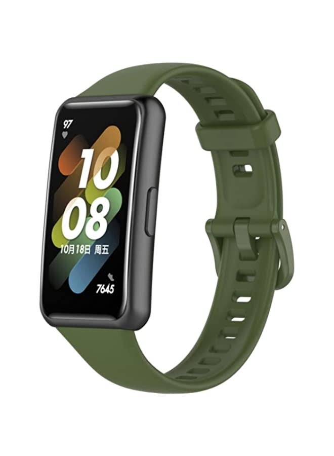 Band For Huawei Band 7 Silicone Watch Band Army Green - Image 1