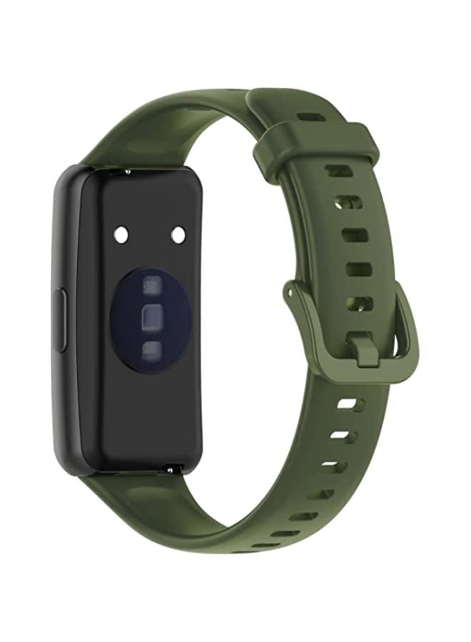 Band For Huawei Band 7 Silicone Watch Band Army Green - Image 2