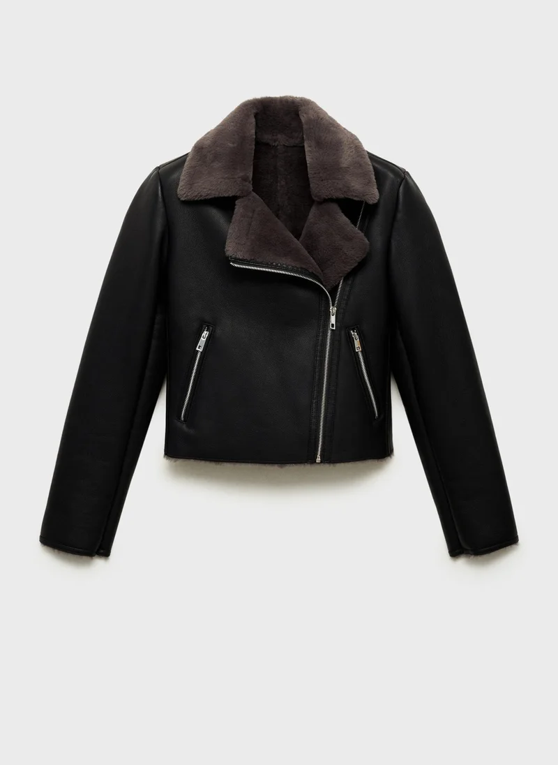 MANGO Shearling-Effect Lining Jacket