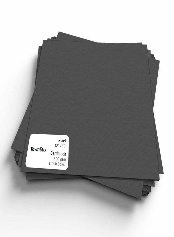 TownStix 25 Pieces, 110 lb (300gsm) - Heavy Black Cardstock 12x12, Heavyweight Paper Card - 12" x 12" - Image 1
