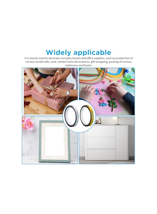 PROMASS Tape, 6 Rolls Self-Adhesive Holographic Metalized Tape, Foil Mirror Metallic Masking Sticker, Great for Craft Projects, DIY Art, Home, Daily Use, Gift Wrapping and Crafts (0.4 Inch x 55 Yard) - Image 5