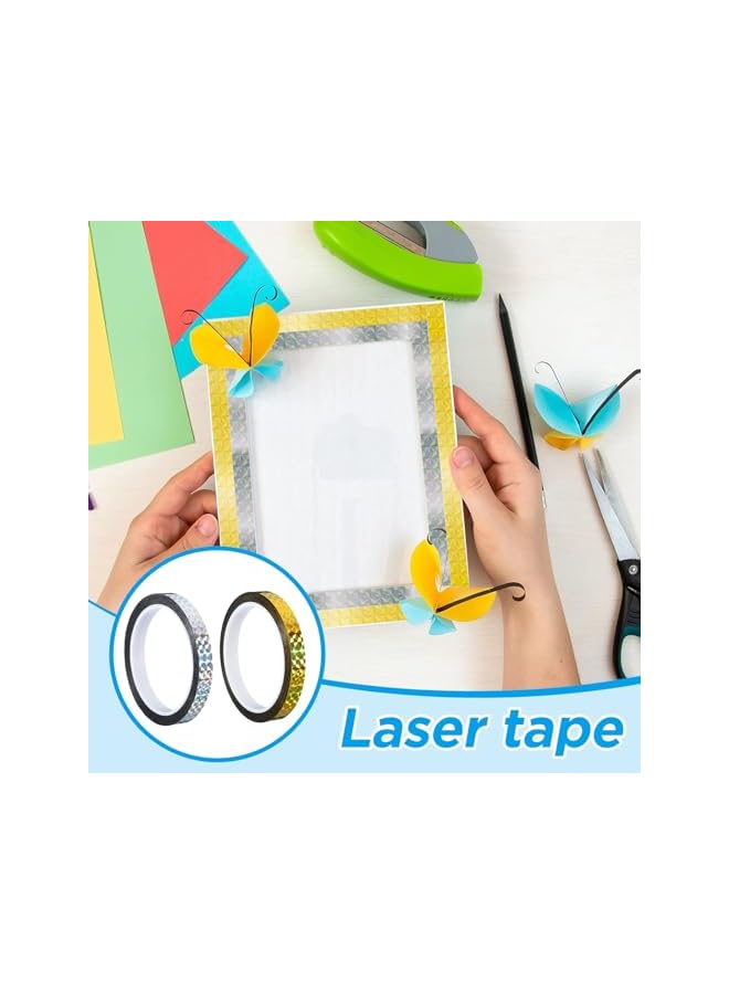 PROMASS Tape, 6 Rolls Self-Adhesive Holographic Metalized Tape, Foil Mirror Metallic Masking Sticker, Great for Craft Projects, DIY Art, Home, Daily Use, Gift Wrapping and Crafts (0.4 Inch x 55 Yard) - Image 2