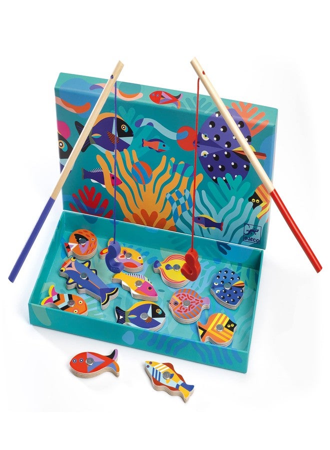DJECO Fishing Graphic Magnetic Fishing Game - Catch Colorful Sea Creatures - Fun & Engaging for Family & Friends, Perfect for Gift - Wooden Toy for Children 2+ Years Girls & Boys - Image 1