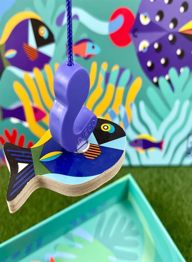 DJECO Fishing Graphic Magnetic Fishing Game - Catch Colorful Sea Creatures - Fun & Engaging for Family & Friends, Perfect for Gift - Wooden Toy for Children 2+ Years Girls & Boys - Image 4