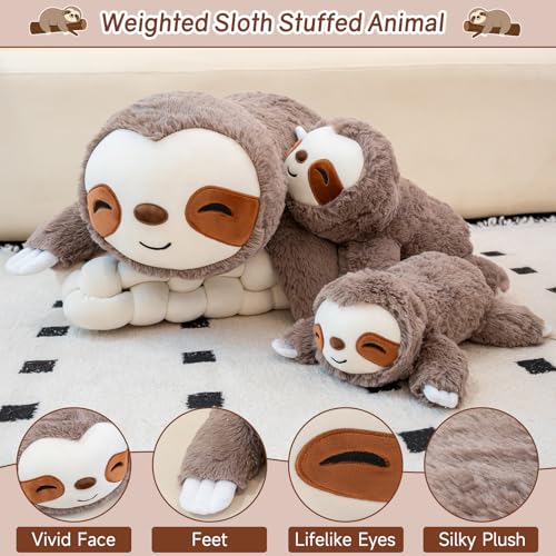 SQEQE Weighted Stuffed Animals Sloth Plushies Weighted Sloth Plush Soft Pillow Toy for Kids Adults Valentines Valentines Gift 236 Inch 38 Lbs - Image 5