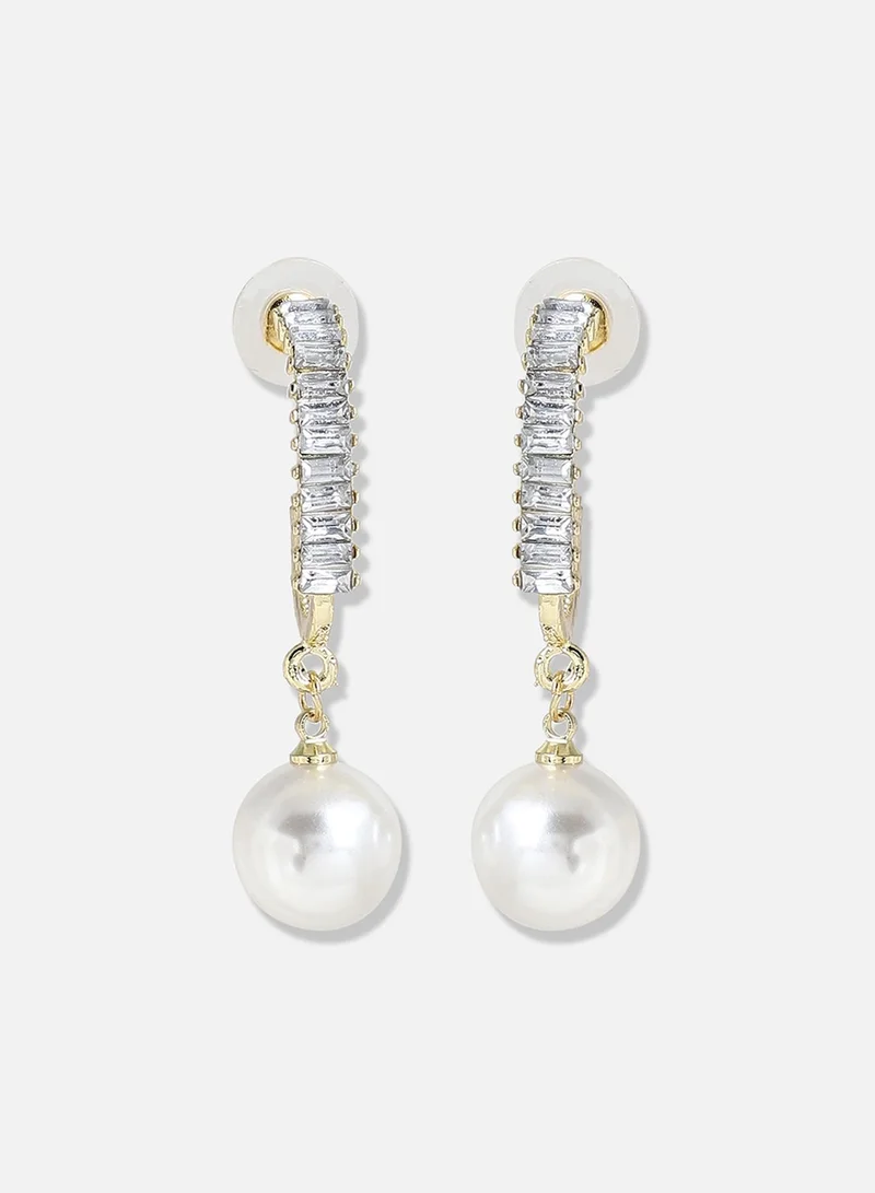 سوهي حلق متدلي من اللؤلؤ المطلي بالفضة