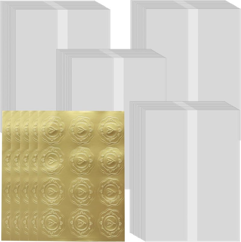 windforgecraft 60Pcs Vellum Jackets with 60 Sealing Stickers Translucent Pre-Folded Bulk Transparent Paper Envelope Liners Invitations Paper Wraps Vellum Envelopes Travel Souvenirs for Bridal Shower Party Birthday - Image 1