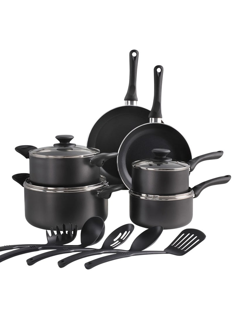ايست من نون طقم أواني طهي مكون من 15 قطعة من الأواني والمقالي المصنوعة من الألومنيوم وسطح غير لاصق ومقابض من الباكليت وأغطية من الزجاج المقوى وخالية من حمض بيرفلورو الأوكتانويك (PFOA) للقلي - Image 1