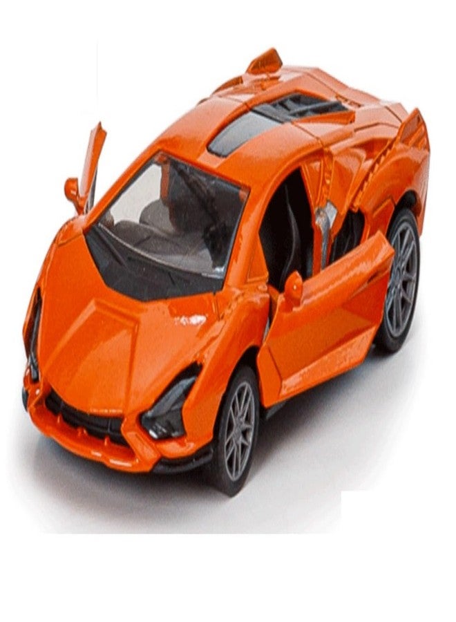 ASFunClub FunClub 1:36 Scale DieCast Metal Cars Pull-Back Cars Openable Doors Car Toy Realistic Miniature Model Gift Girls Boys Vehicles Toys for Kids Friction Toys for Boys (Orange) - Image 1