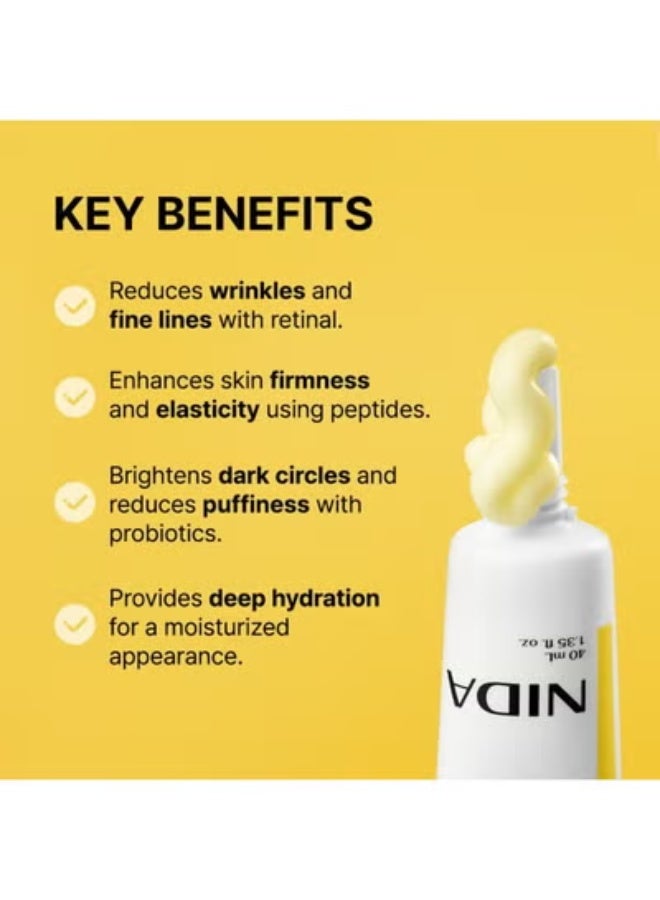 نيدا كريم ريفايف للعينين للوجه والرقبة مع محلول بروبيوتيك، شبكية العين، ببتيد، التجاعيد، الخطوط الدقيقة، تجدد الخلايا، ملمس بشرة مشدود، بشرة مشرقة 40 مل - Image 2