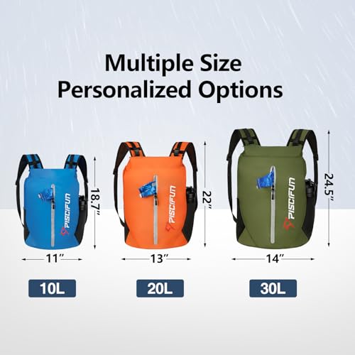 Piscifun Dry Bag Waterproof Floating Dry Backpack Lightweight Waterproof Dry Bag with Waist Pouch and Phone Case for Kayaking Camping Beach Boating Swimming for Men Women Army Green 30L - Image 3