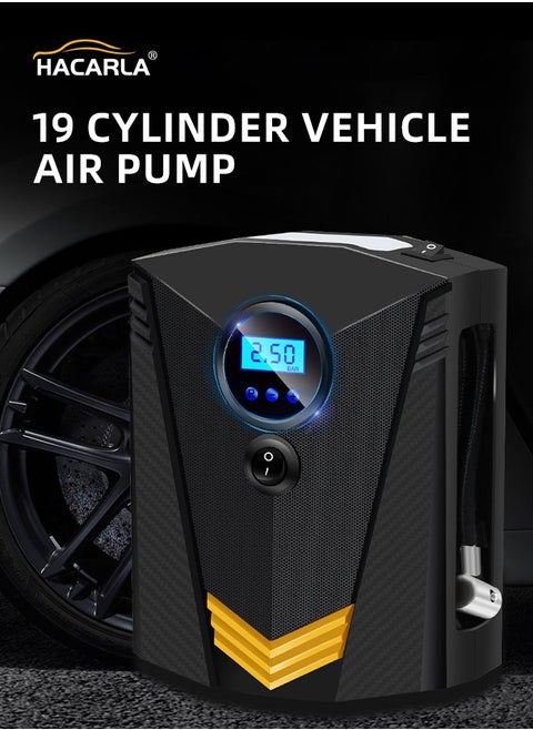 Digital Car Tyre Inflator Air Compressor 150PSI DC12V Air Pump 9.8FT Cord with Digital Pressure Display and 3 Nozzle LED Light Valve Adaptors for Car Bike Ball Fast Inflation