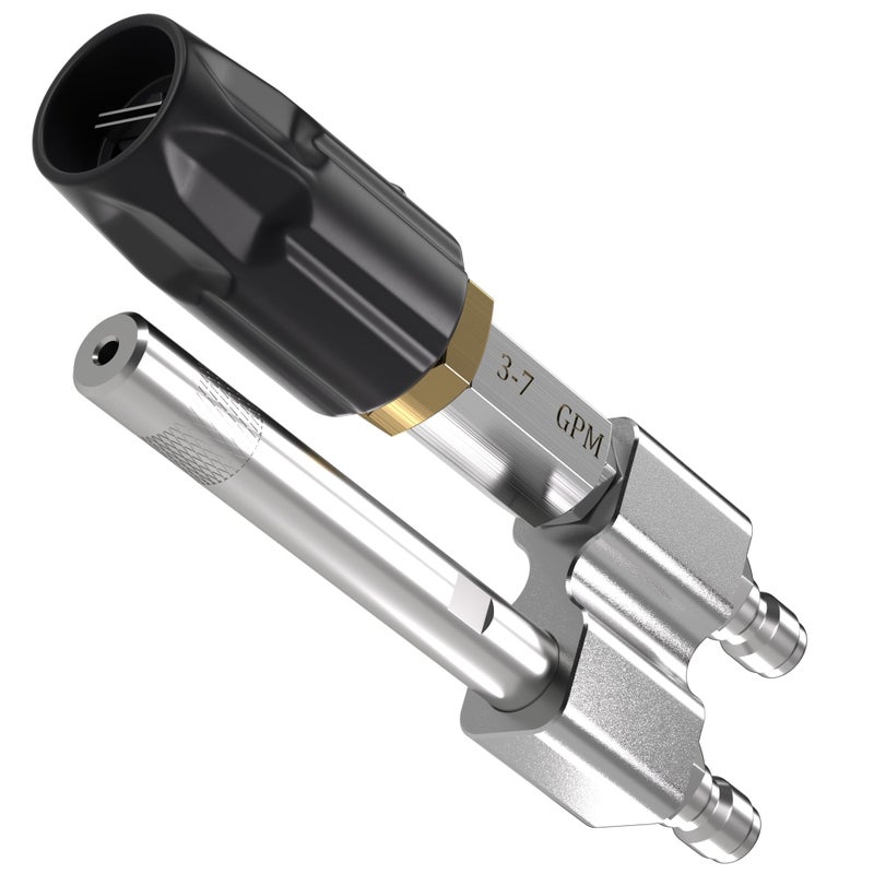 KZU Adjustable Downstream Soft Wash System, 2 in 1 Long Range High Pressure Jet Nozzle Soap Shooter Tip & M5 Twist Nozzle, 1-60Â° Jet Spray for 3-7GPM Pressure Washer Gun Wand, 1/4â€ Quick Connect - Image 1