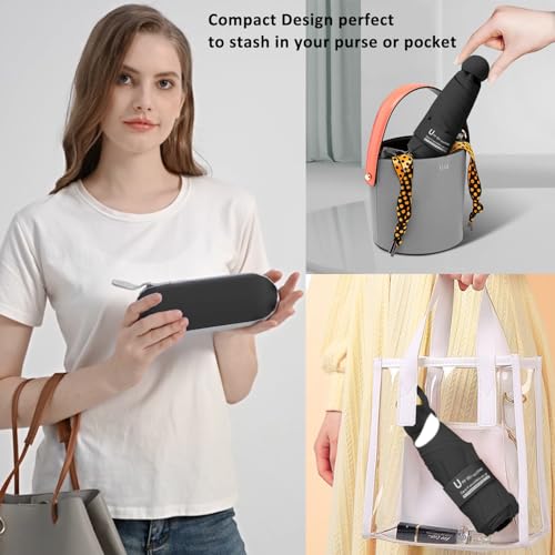 BAODINI Travel Essentials Mini Umbrella for Purse With Case Small Compact UV Sun Protection Lightweight Tiny Pocket Manual Open Close Umbrella for Women Kids and Men Fit Purse Backpack - Image 3