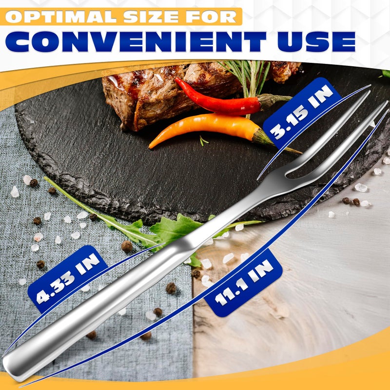 LAGARTO Two Pronged Stainless Steel Fork - 11" Serving Fork Large for Meat Carving Fork Heavy Duty Two Prong Fork Tines Meat Fork - Big Forks for Cooking Fork 2 Prong Meat Forks for Lifting Barbecue Fork - Image 2