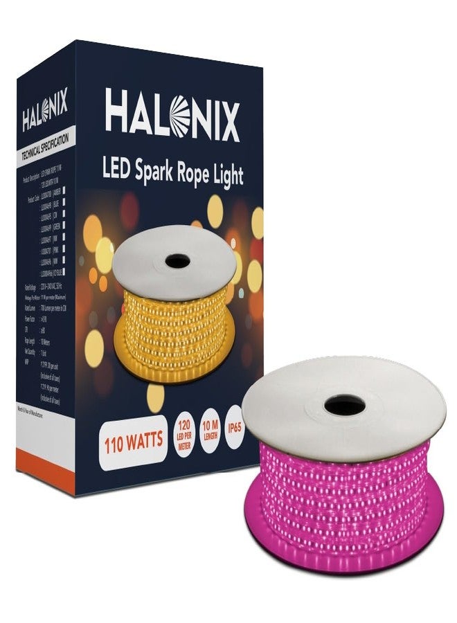Halonix شريط إضاءة هالونيكس بطول 10 أمتار، 120 مصباح LED/متر، 11 واط، لتزيين المنزل | حاصل على شهادة IP65، معتمد من BIS | للاستخدام الداخلي والخارجي | توصيل مباشر بالكهرباء | عبوة من قطعة واحدة (10 أمتار، وردي) - Image 1