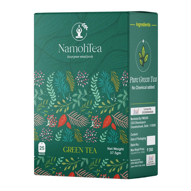 NamohTea - Green Tea For Women (25 Pcs) Bags | Natural Flavour & Chemical-Free | Immunity Booster, Stress Relief | Antioxidant-Rich, Refreshing Green Tea | 1.5g Each (37.5g) - Image 1