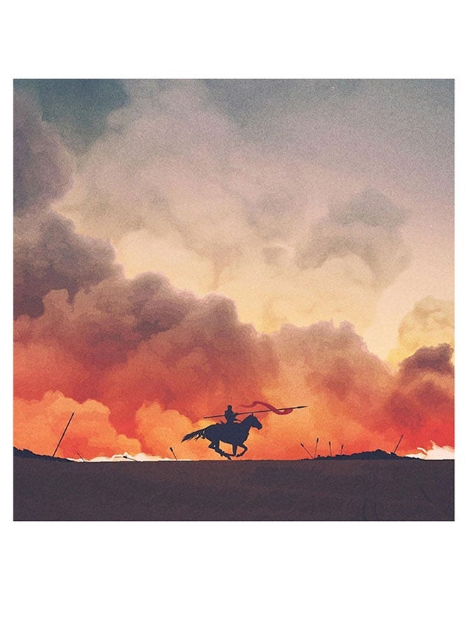 RYN Knight Themed Printed MDF Wall Art Orange/Grey/Black 30x30cm - Image 2