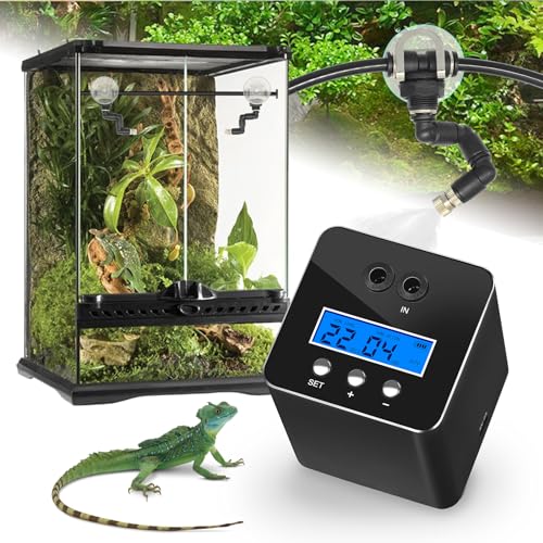 RUNWUSHENG Reptile Mister System Reptile Humidifier for Terrariums Auto Mister with 2 Spray Nozzles for Reptiles Snakes Frogs Plants - Image 1