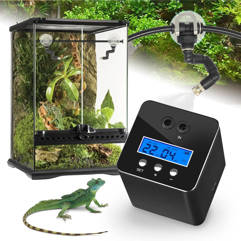 RUNWUSHENG Reptile Mister System Reptile Humidifier for Terrariums Auto Mister with 2 Spray Nozzles for Reptiles Snakes Frogs Plants - Image 2