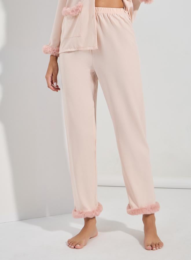 Styli Fleece Trim Button Through Shirt & Pyjama Set  - Image 4