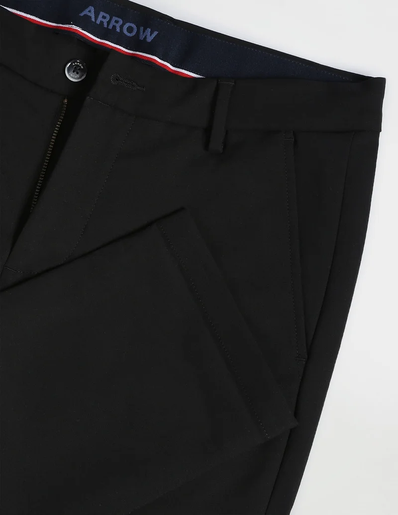 Arrow Black Low Rise Autoflex Casual Trousers for Men | Best Price UAE