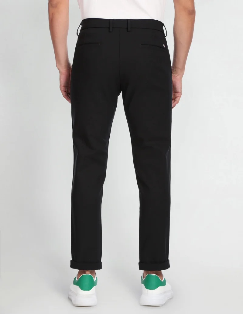 Arrow Black Low Rise Autoflex Casual Trousers for Men | Best Price UAE