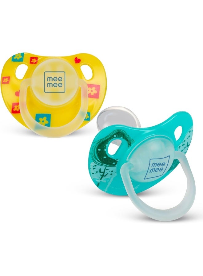 Mee Mee Orthodontic Baby Pacifier (Yellow/Green), Pack of 1 - Image 1