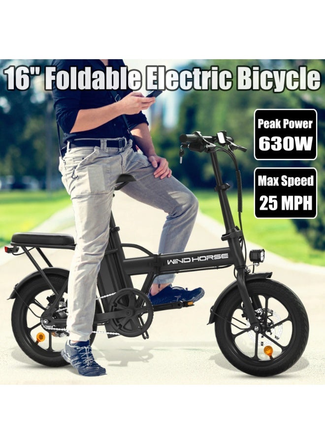 Windhorse Folding Electric Bike 350W Motor, 36V 8Ah Battery, 40KM/H Speed, 35KM Range, Dual Disc Brakes, 16-Inch Tires, Portable E-Bike with Dual Seat - Image 2