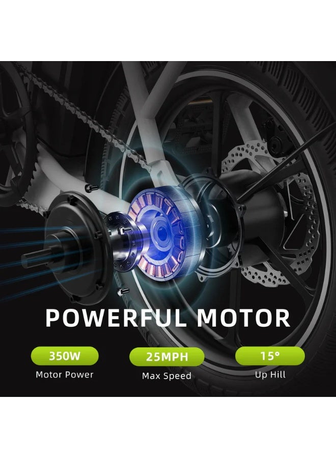 Windhorse Folding Electric Bike 350W Motor, 36V 8Ah Battery, 40KM/H Speed, 35KM Range, Dual Disc Brakes, 16-Inch Tires, Portable E-Bike with Dual Seat - Image 4
