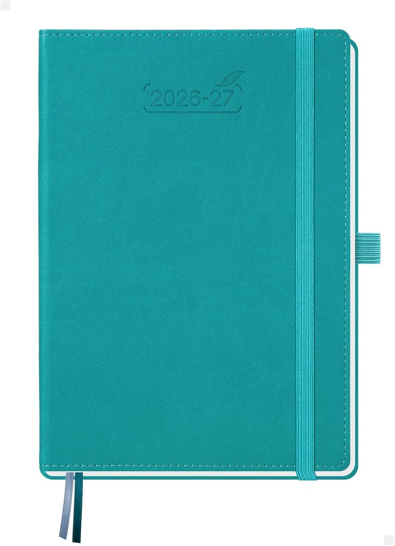 BEZEND A5 Diary 2026-2027 Week to View Academic Year 18 Month Runs Jul'26 - Dec'27, Vertical Weekly Planner with Time Slots & Monthly Tabs, PU Leather Hardback, Turquoise - Image 1
