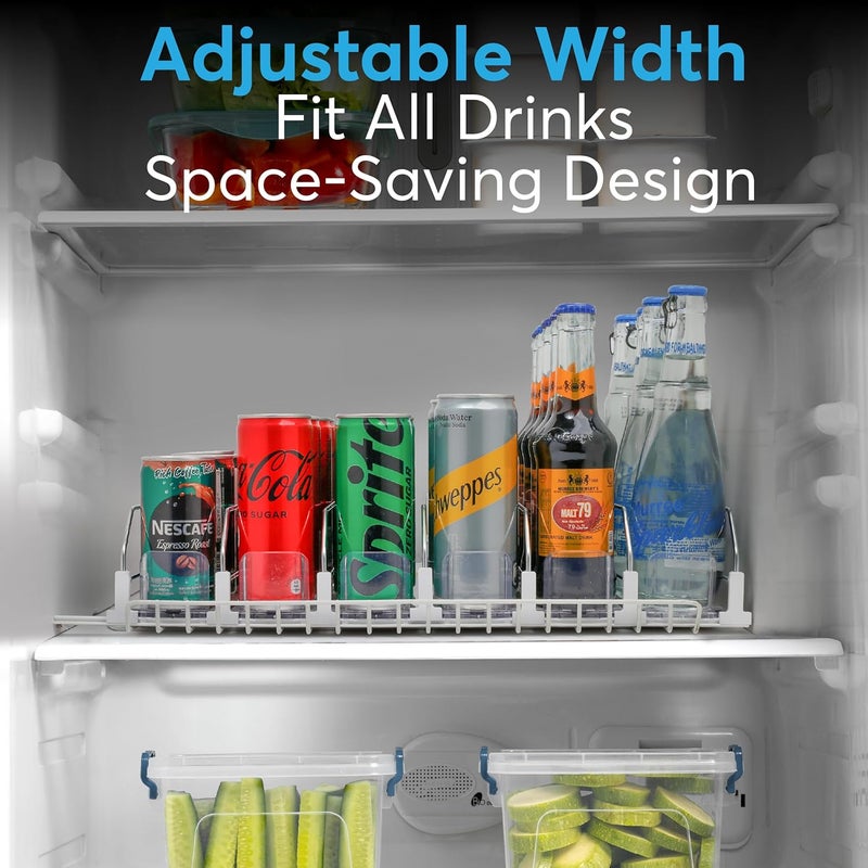 Dwella Drink Organizer for Fridge – 6-Tier Can Dispenser for Fridge, Self-Pushing Drink Dispenser Fridge, Adjustable Width Fridge Cans Organizer, Durable Soda Drink Organizers for Refrigerator - Image 4