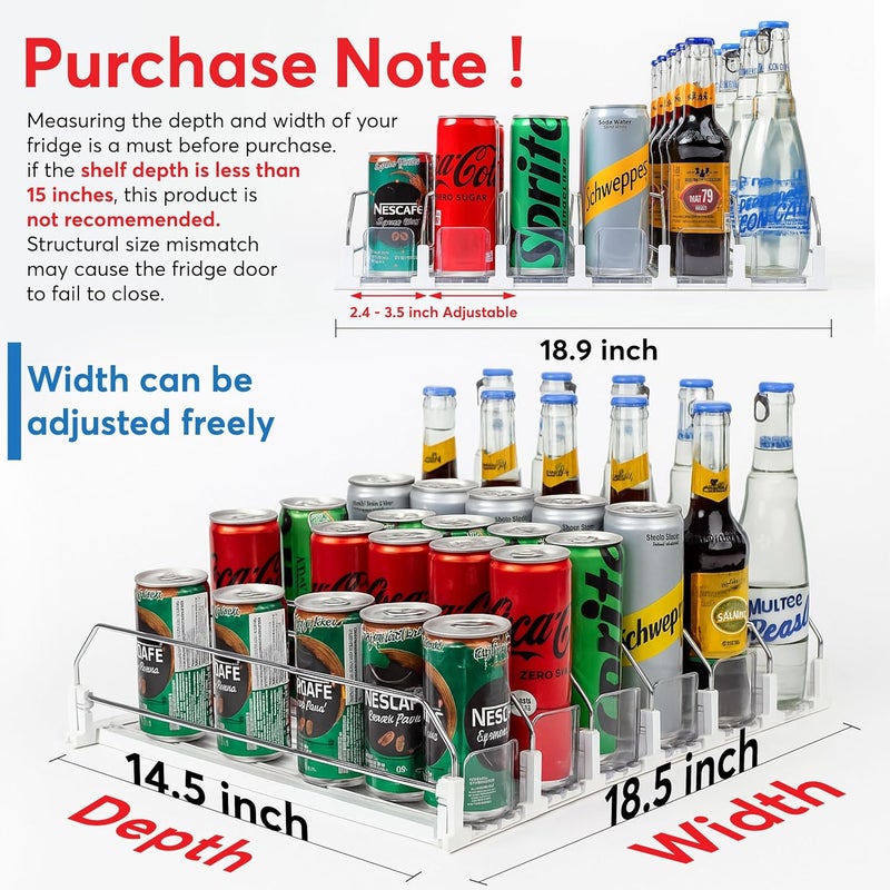 Dwella Drink Organizer for Fridge – 6-Tier Can Dispenser for Fridge, Self-Pushing Drink Dispenser Fridge, Adjustable Width Fridge Cans Organizer, Durable Soda Drink Organizers for Refrigerator - Image 2