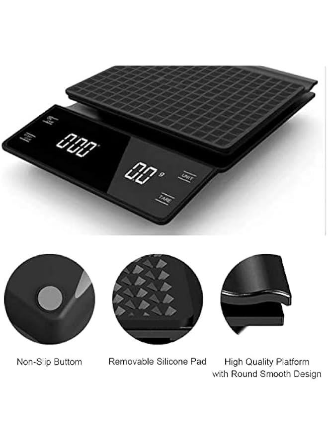 رينكس ميزا قوة رقمي ، الكتروي مؤقيت اسريسو عالي الدقة التقيط شاشة ال سي دي إضاءة خلفية يمك استخدام للخز الطخ القوة فقدا الوز 3 كيلو جرام 01 م  أسود - Image 4