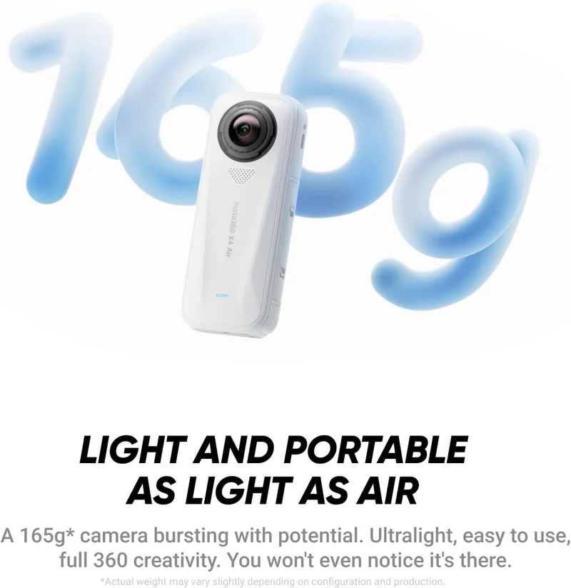 انستا 360 حزمة بادئ  إير | أخف كاميرا أكشن  بزاوية  درجة للمغامرات الملحمية | للسفر والرياضة ولحظات العائلة والمدونات | فيديوهات سلسة ومستقرة وسهلة التعديل في أي وقت وفي أي مكان - أبيض