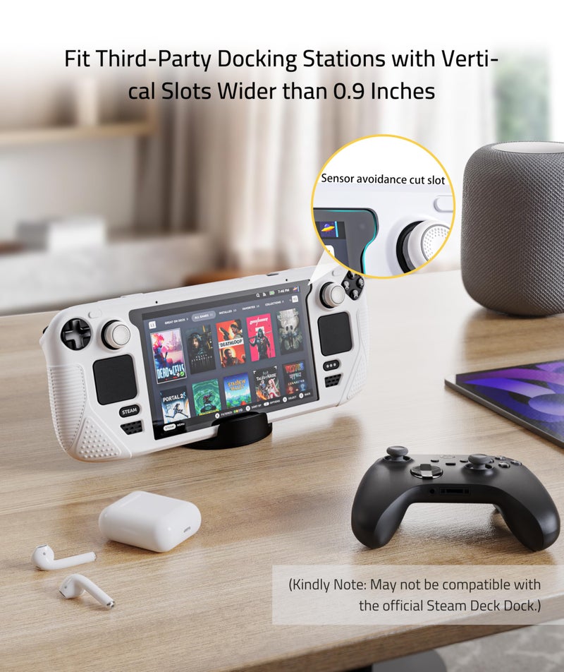 Syntech Protective Case Compatible with Steam Deck Accessories Console OLED/LCD, All-Round Protection with Non-Slip Thumb Grips, Silicone Cover for Enhanced Fit and Alignment-Grayish White - Image 4
