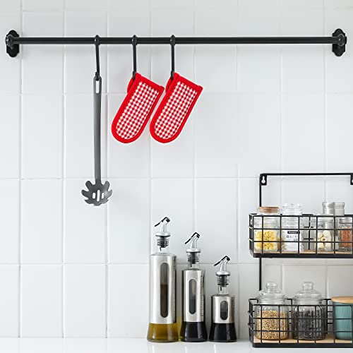 Leadiy Cast Iron Skillet Handle Covers,Pot Handle Covers Heat Resistant,Pot Holders for Kitchen Heat Resistant,Machine Washable Handle Mitts 2 PCS (Plaid-Red) - Image 2