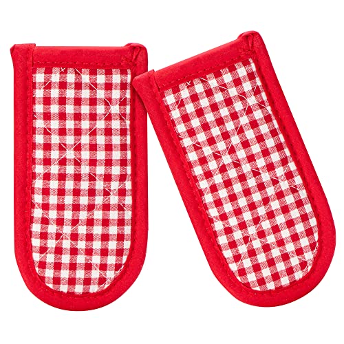 Leadiy Cast Iron Skillet Handle Covers,Pot Handle Covers Heat Resistant,Pot Holders for Kitchen Heat Resistant,Machine Washable Handle Mitts 2 PCS (Plaid-Red) - Image 1