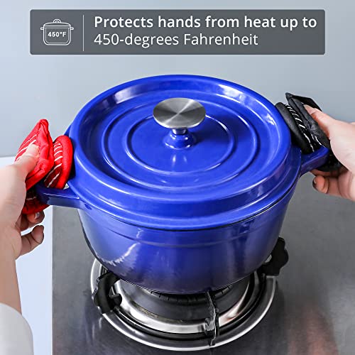 Leadiy Cast Iron Skillet Handle Covers,Pot Handle Covers Heat Resistant,Pot Holders for Kitchen Heat Resistant,Machine Washable Handle Mitts 2 PCS (Plaid-Red) - Image 4
