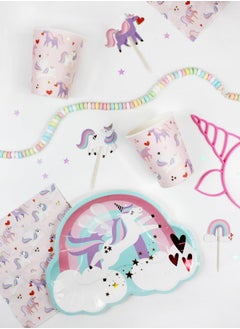 Merrilulu Merrilulu Love is Magical Unicorn Plates, 12 ct | Unicorn Birthday Party Supplies | Unicorn Valentine's Day Party | Rainbow Themed Party  - Image 2