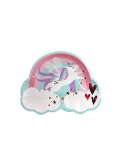 Merrilulu Merrilulu Love is Magical Unicorn Plates, 12 ct | Unicorn Birthday Party Supplies | Unicorn Valentine's Day Party | Rainbow Themed Party  - Image 1