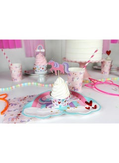 Merrilulu Merrilulu Love is Magical Unicorn Plates, 12 ct | Unicorn Birthday Party Supplies | Unicorn Valentine's Day Party | Rainbow Themed Party  - Image 4