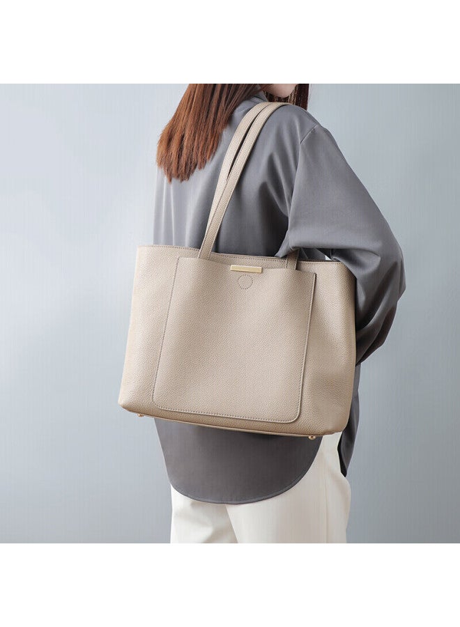 Viney Leather Handbag, Women's Large Capacity Tote Bag, Light Luxury Brand, Shoulder Bag, Birthday And Mother's Day Gift For Mom, Practical Present - Image 2