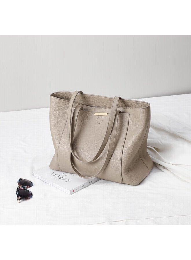 Viney Leather Handbag, Women's Large Capacity Tote Bag, Light Luxury Brand, Shoulder Bag, Birthday And Mother's Day Gift For Mom, Practical Present - Image 3