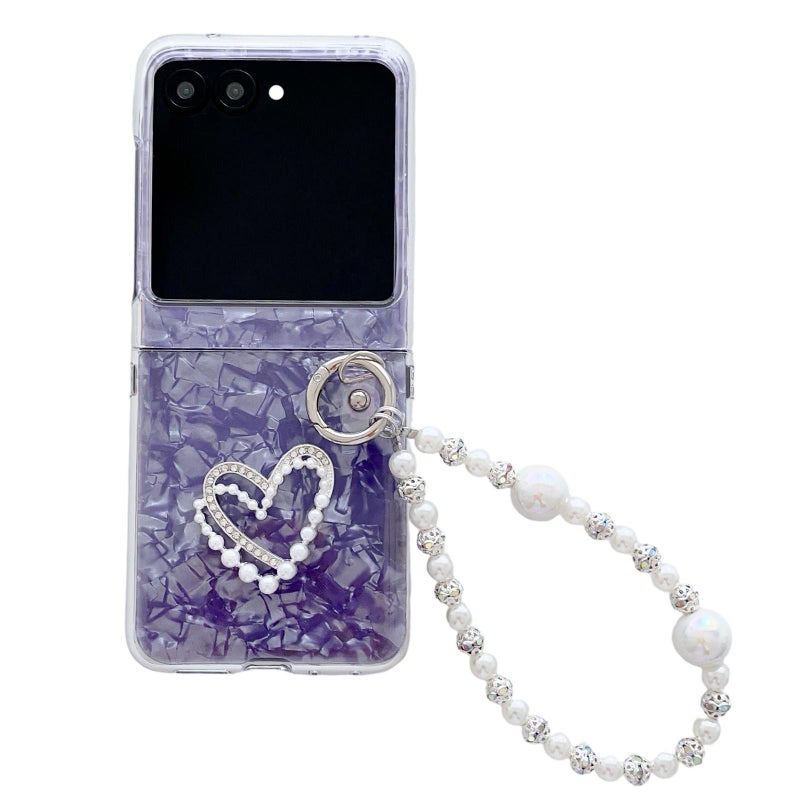 إيروريكس جراب هاتف موتورولا رازر 40 ألترا بنمط صدفي لؤلؤي مع سوار (أرجواني) - Image 1