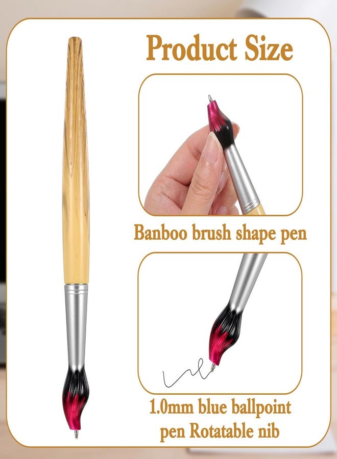 Limbeuuu 30 Pieces Paintbrush Pens Bamboo Paint Brush Shape Retractable Novelty Ballpoint Pens Appreciation Gifts for Family Friend Art Themed Party Favors - Image 3
