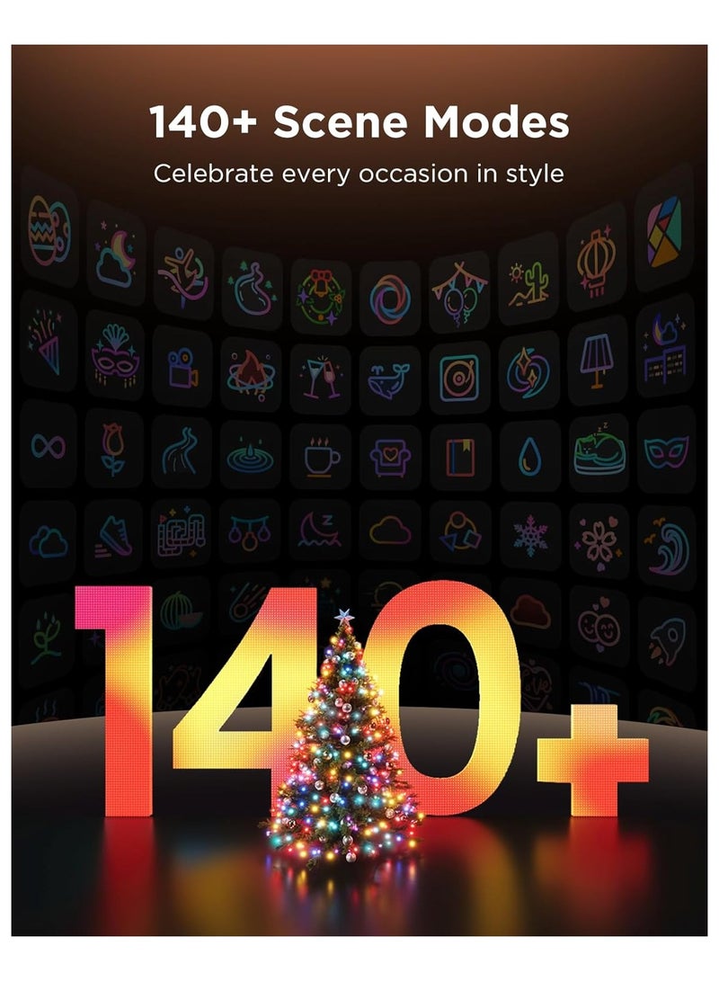 Govee Christmas Sparkle String Lights 66ft, RGBWIC String Lights with 250 Bullet-Head LEDs, App-Controlled, 140+ Scene Modes, Shape Mapping, Music Sync - Image 3