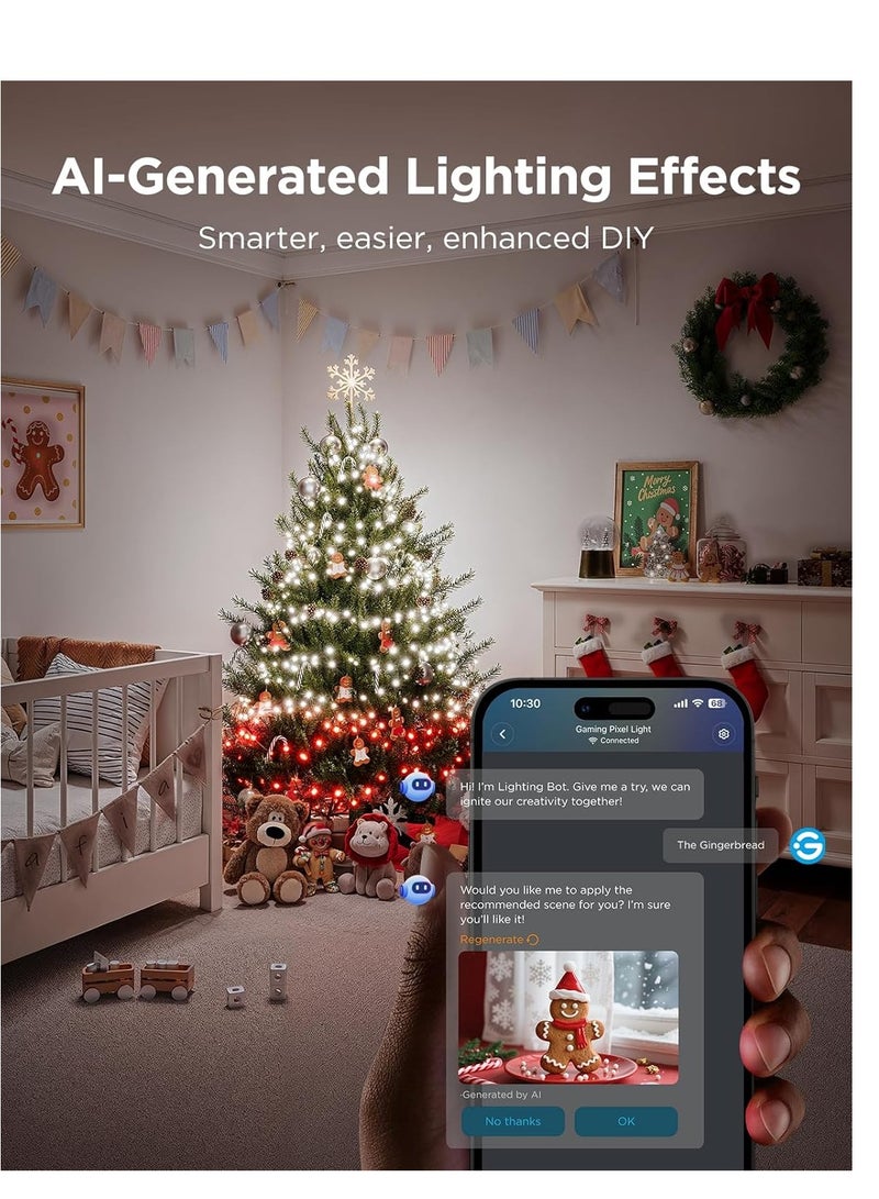 Govee Christmas Sparkle String Lights 66ft, RGBWIC String Lights with 250 Bullet-Head LEDs, App-Controlled, 140+ Scene Modes, Shape Mapping, Music Sync - Image 5